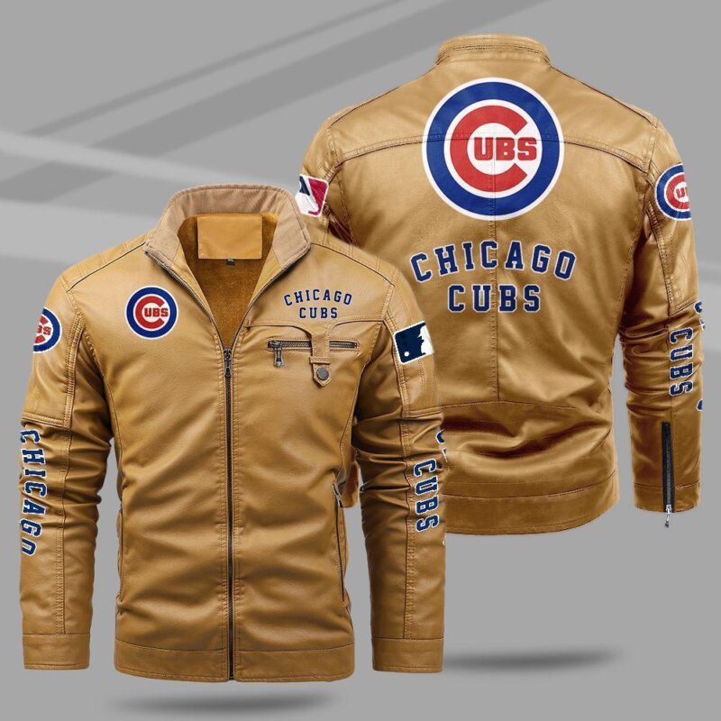 Chicago Cubs Fleece Leather Jacket CFLJ040