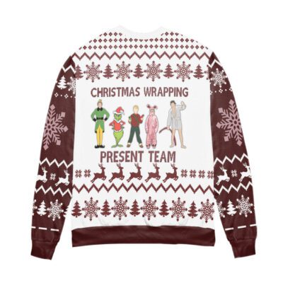 Christmas Wrapping Presents Team Grinch Friends Reindeer Snowflake Ugly Christmas Sweater 1