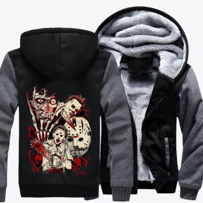 Clas Sick Slashers Horror Film Fleece Zip Hoodie Jacket 2