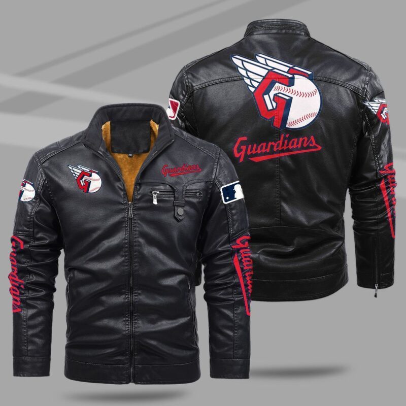 Cleveland Guardians Fleece Leather Jacket CFLJ037