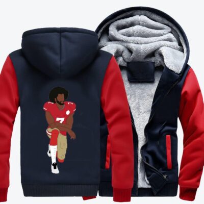 Colin Kaepernick Kneeling Football Fleece Zip Hoodie Jacket 1