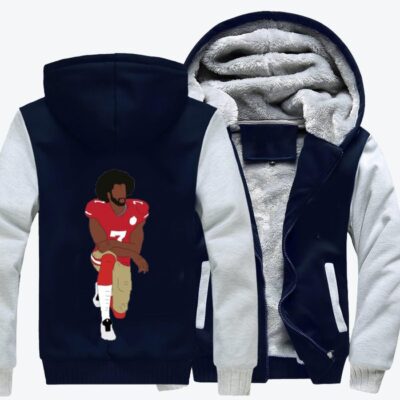 Colin Kaepernick Kneeling Football Fleece Zip Hoodie Jacket