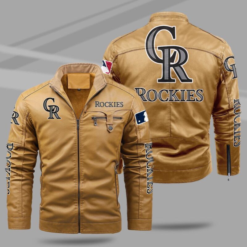 Colorado Rockies Fleece Leather Jacket CFLJ036