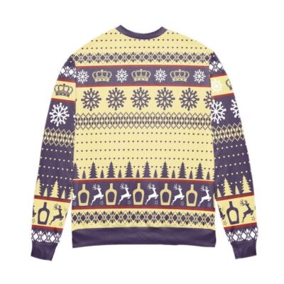 Crown Royal Black Reindeer Snowflake Pattern Ugly Christmas Sweater 2