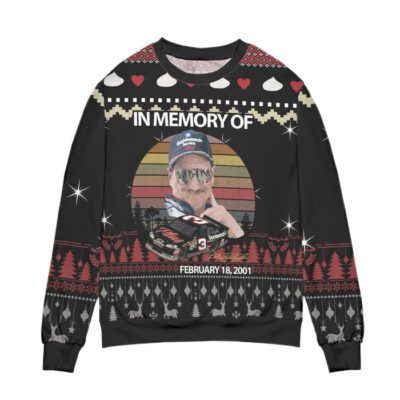 Dale Earnhardt In Memory Of February 18 2001 Ugly Christmas Sweater Black 1