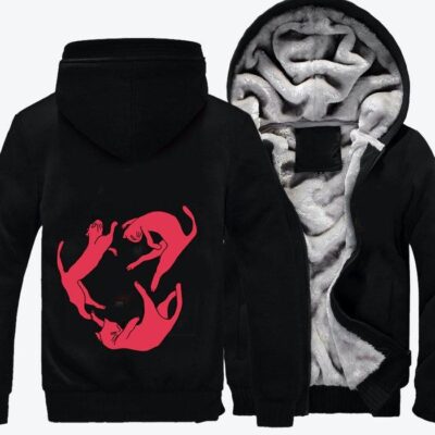 Dancing Red Kitten Cat Fleece Zip Hoodie Jacket 3