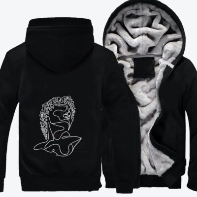 Davids Line Outline Sculpture Fleece Zip Hoodie Jacket 3