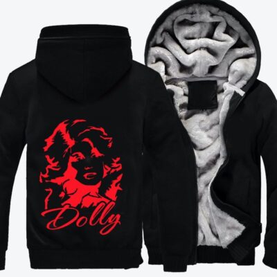 Dolly Looked Away Casual Dolly Parton Fleece Zip Hoodie Jacket 3