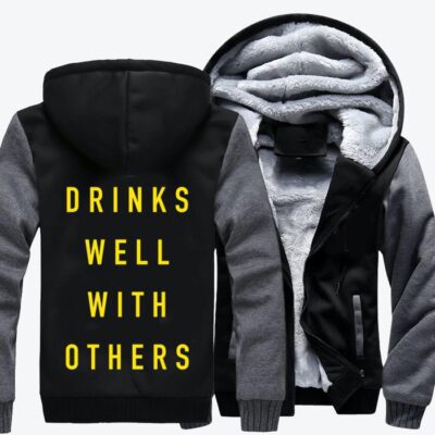 Drinks Well With Others Beer Fleece Zip Hoodie Jacket 2