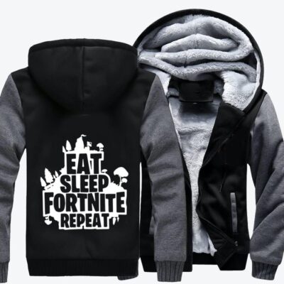 Eat Sleep Fortnite Repeat Fortnite Fleece Zip Hoodie Jacket 2