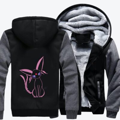 Eevee Psychic Espeon Pokemon Fleece Zip Hoodie Jacket 2
