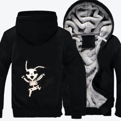 Electric Shocked Pikachu like askeleton Pokemon Fleece Zip Hoodie Jacket 3