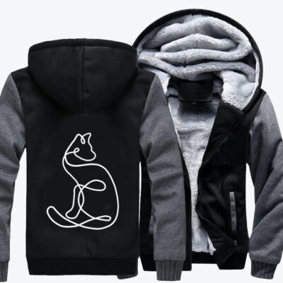 Elegant Cat In Abstract Style Cat Fleece Zip Hoodie Jacket 2