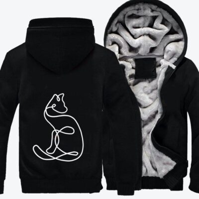 Elegant Cat In Abstract Style Cat Fleece Zip Hoodie Jacket 3