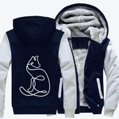 Elegant Cat In Abstract Style Cat Fleece Zip Hoodie Jacket