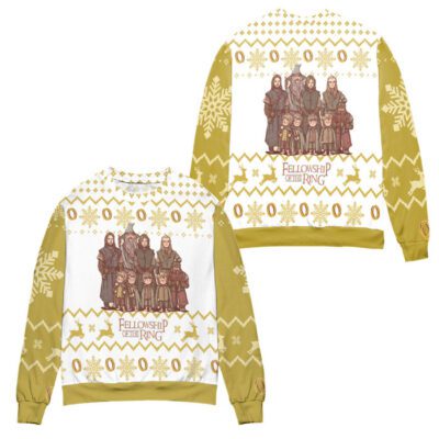 Fellowship Of The Rings Snowflake & Reindeer Ugly Christmas Sweater