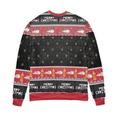 Fireball Red Hot Whisky Snowflake Ugly Christmas Sweater Black Red 2