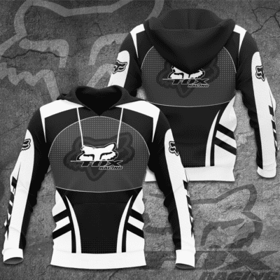 Fox Racing Logo Unisex 3D Hoodie - Black White TSH518