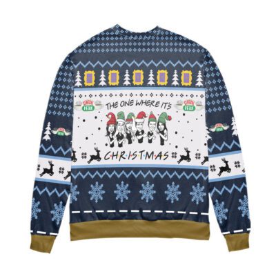 Friends Series The One Where Its Christmas Snowflake Ugly Christmas Sweater White Navy 1