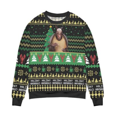 Friends Series The One With the Holiday Armadillo Ugly Christmas Sweater Black 1