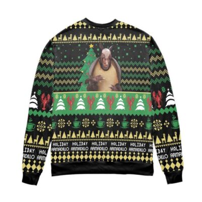 Friends Series The One With the Holiday Armadillo Ugly Christmas Sweater Black 2