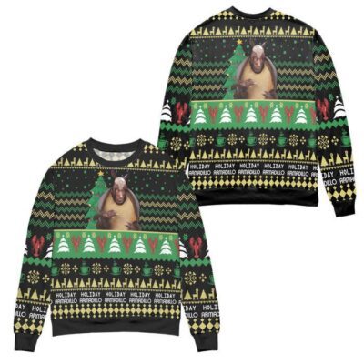 Friends Series The One With the Holiday Armadillo Ugly Christmas Sweater - Black