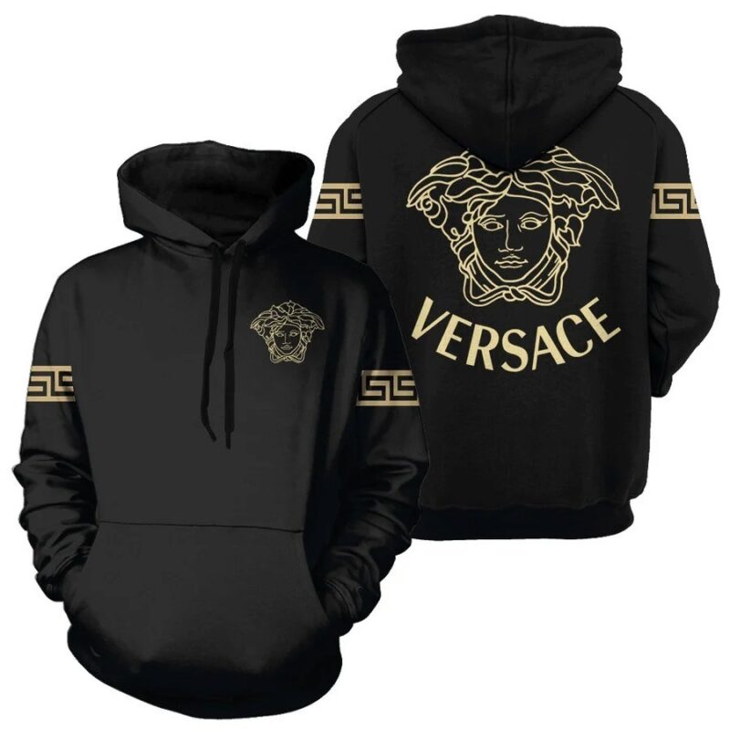 Gianni Versace Black Unisex Hoodie For Men Women Luxury Pullover NH064