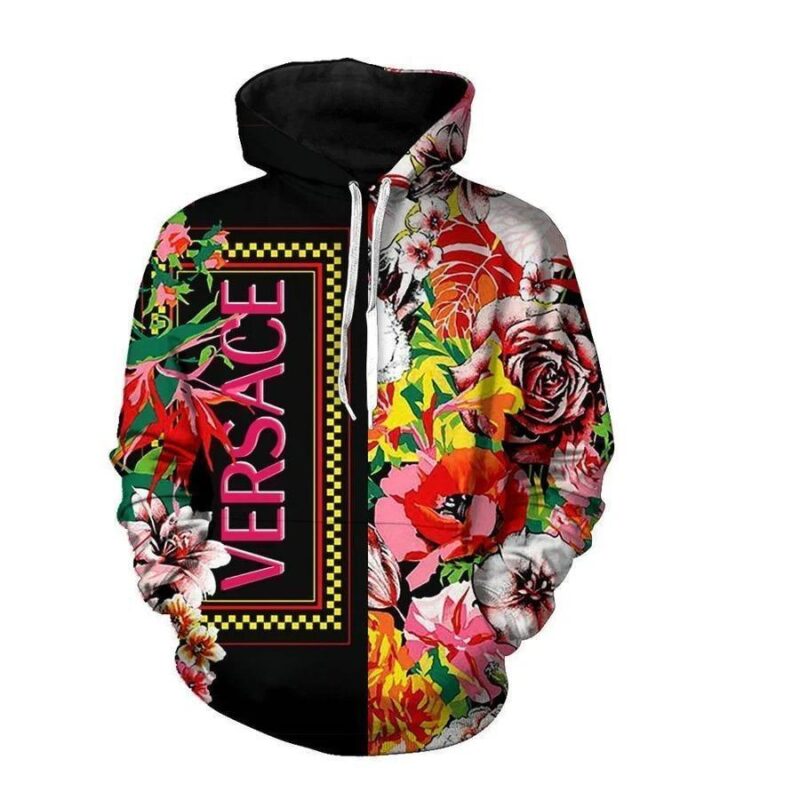 Gianni Versace Flower Unisex Hoodie For Men Women Luxury Pullover NH074