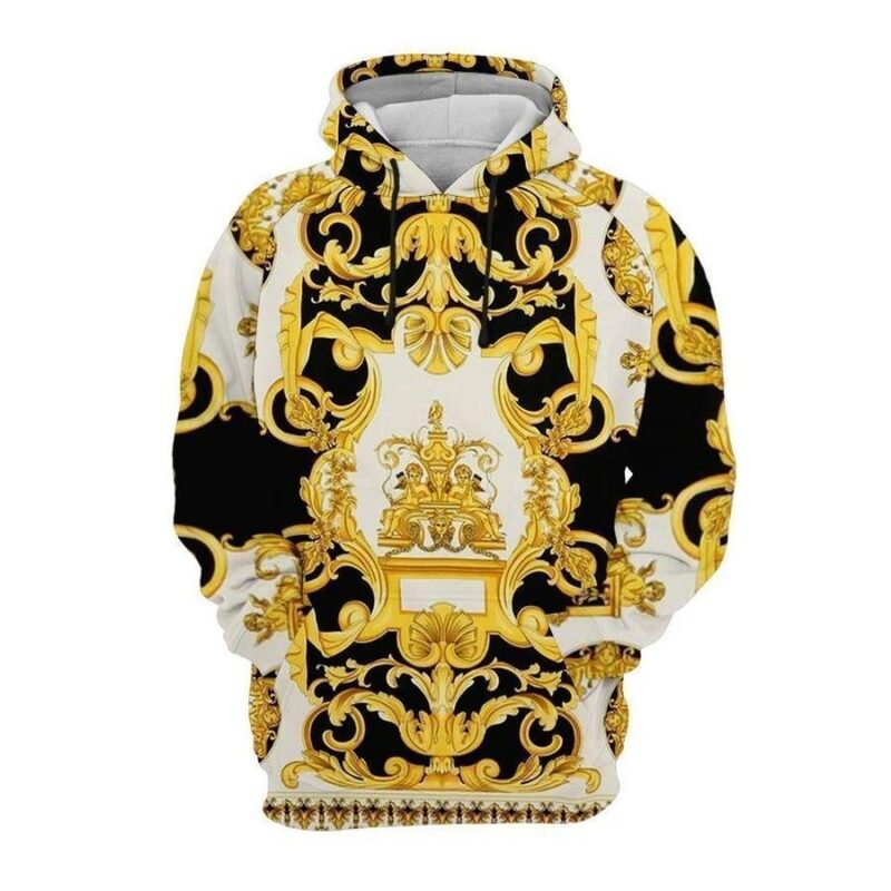 Gianni Versace Gold Unisex Hoodie For Men Women Luxury Pullover NH070