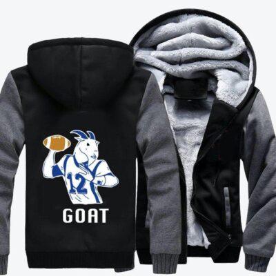 Goat Number 12 Tom Brady Football Fleece Zip Hoodie Jacket 2