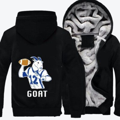Goat Number 12 Tom Brady Football Fleece Zip Hoodie Jacket 3