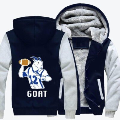 Goat Number 12 Tom Brady Football Fleece Zip Hoodie Jacket