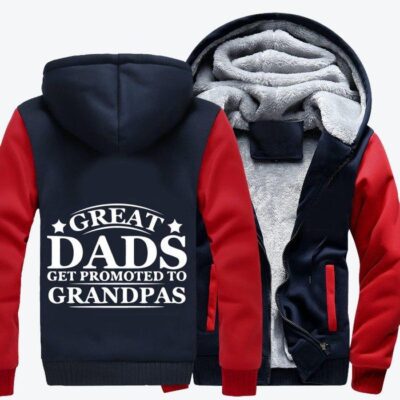 Great Dads Get Promoted To Grandpas Fathers Day Fleece Zip Hoodie Jacket 1