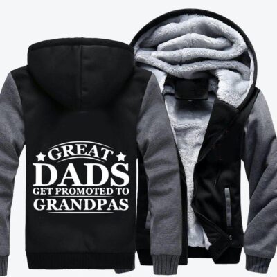 Great Dads Get Promoted To Grandpas Fathers Day Fleece Zip Hoodie Jacket 2
