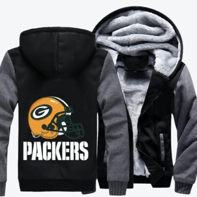 Green Bay Packers Helmets Football Fleece Zip Hoodie Jacket 2