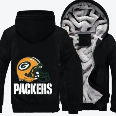 Green Bay Packers Helmets Football Fleece Zip Hoodie Jacket 3
