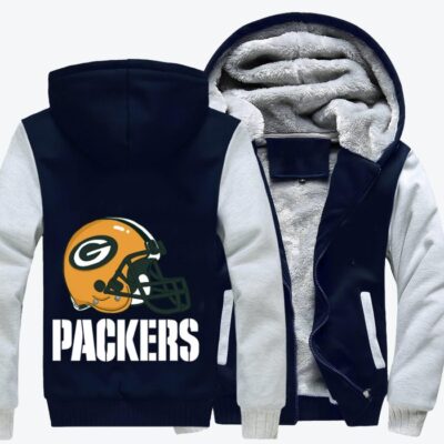 Green Bay Packers Helmets Football Fleece Zip Hoodie Jacket