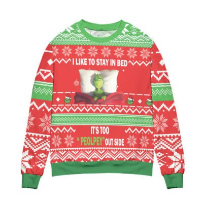 Grinch Disney Its Too Peopley Outside Ugly Christmas Sweater 1