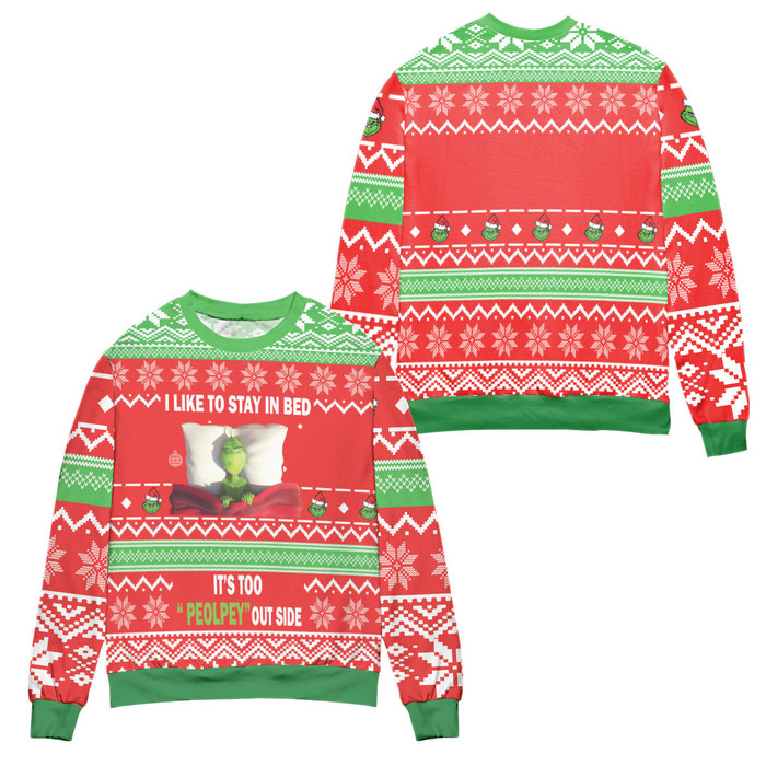 Grinch Disney It’s Too Peopley Outside Ugly Christmas Sweater – Let the ...