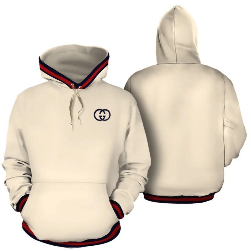 Gucci Beige Unisex Hoodie For Men Women Luxury Pullover NH029