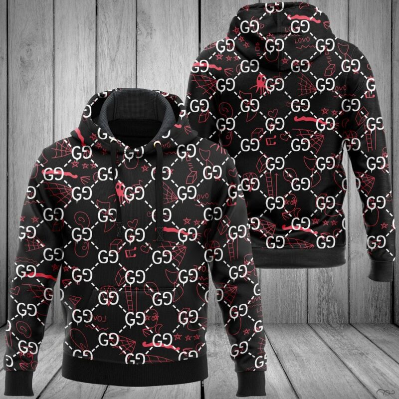 Gucci Black Unisex Hoodie For Men Women Luxury Pullover NH241
