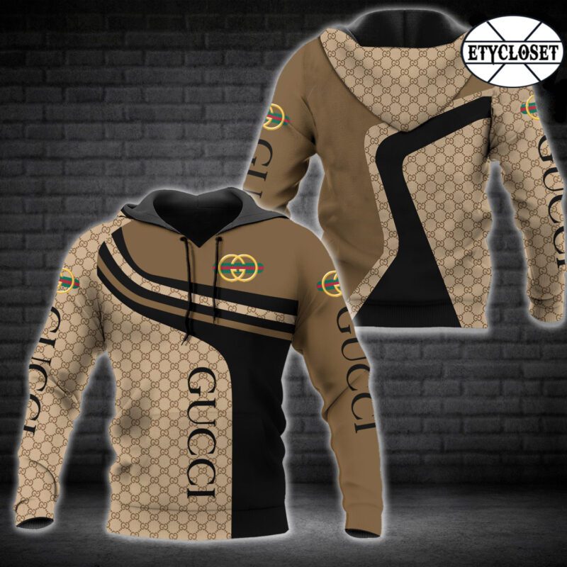 Gucci Brown Unisex Hoodie For Men Women Luxury Pullover NH177