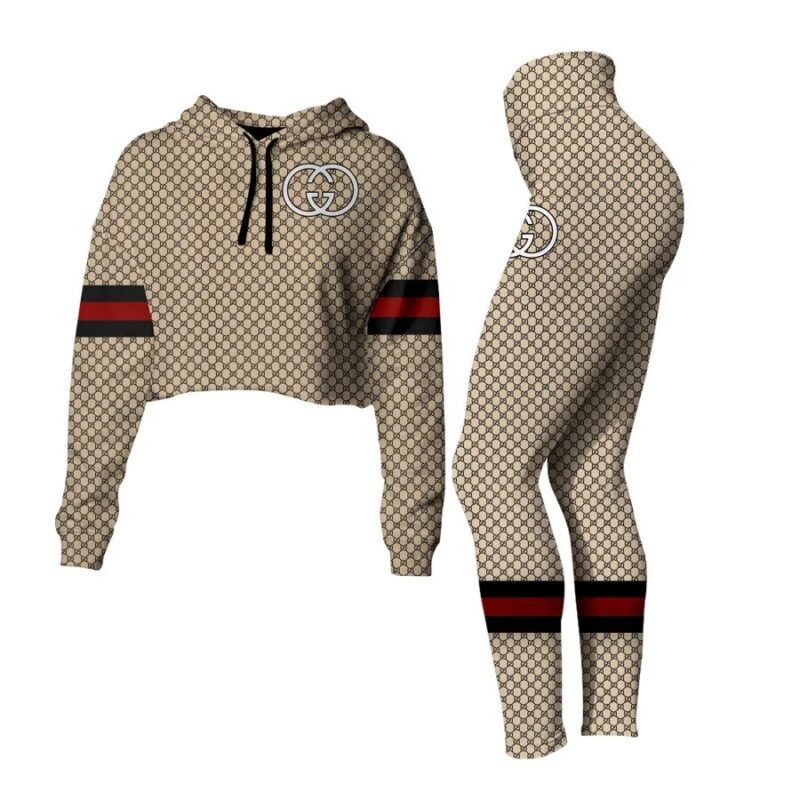 Gucci Monogram Croptop Hoodie Legging Set For Women Luxury