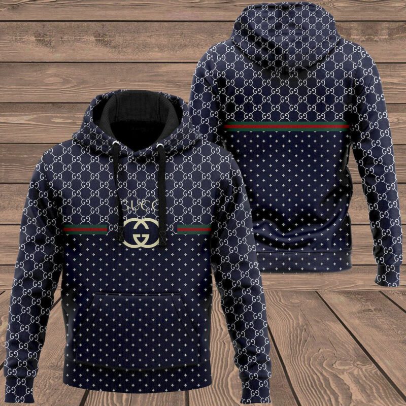 Gucci Navy Unisex Hoodie For Men Women Luxury Pullover NH142