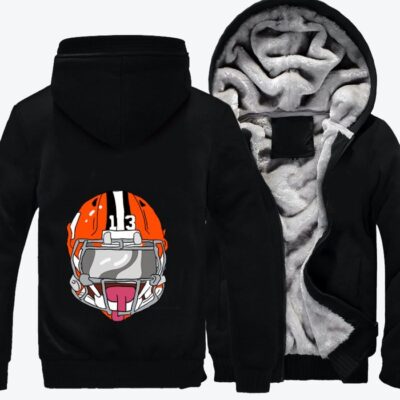 Helmet Of Odell Cornelious Beckham Jr Number 13 Football Fleece Zip Hoodie Jacket 3