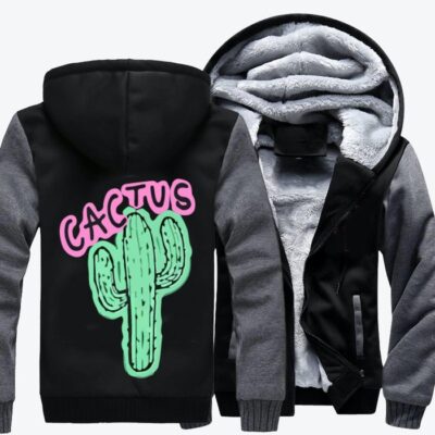 Hi I Am Cactus Cactus Fleece Zip Hoodie Jacket 2