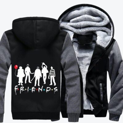 Horror Friends Halloween Fleece Zip Hoodie Jacket 2