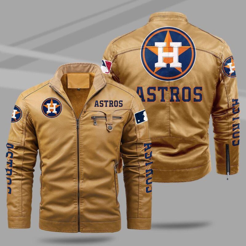 Houston Astros Fleece Leather Jacket CFLJ045