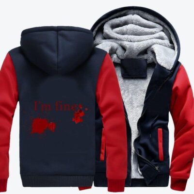 I Am Fine Halloween Fleece Zip Hoodie Jacket 1