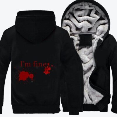 I Am Fine Halloween Fleece Zip Hoodie Jacket 3